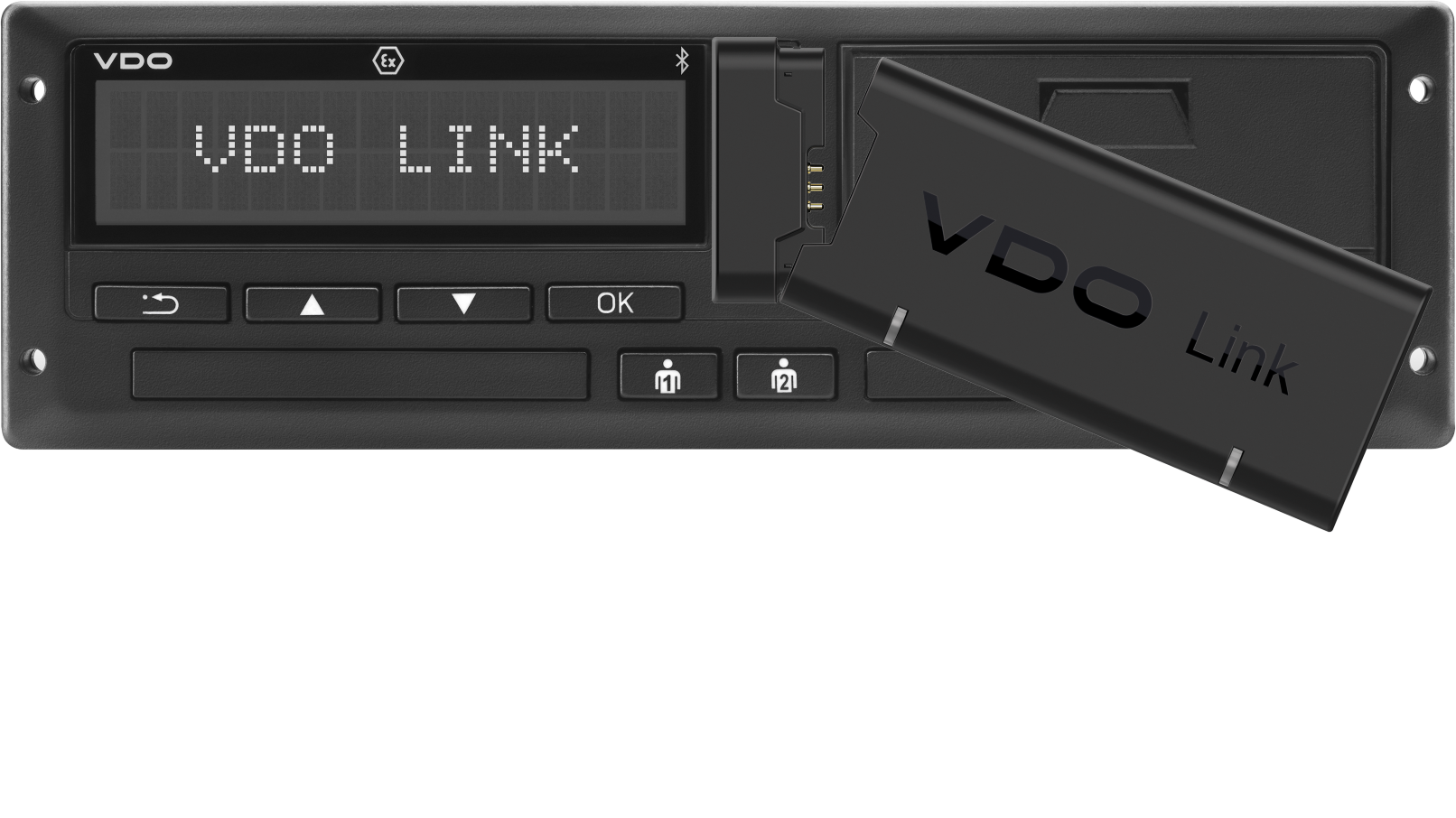 Einfach in die Frontschnittstelle des Tachographen gesteckt macht der VDO Link seine verlässlichen Daten in Echtzeit für cloudbasierte Anwendungen nutzbar.